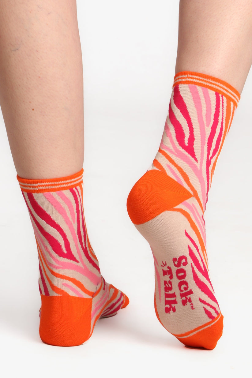 Zebra Orange Bamboo Socks