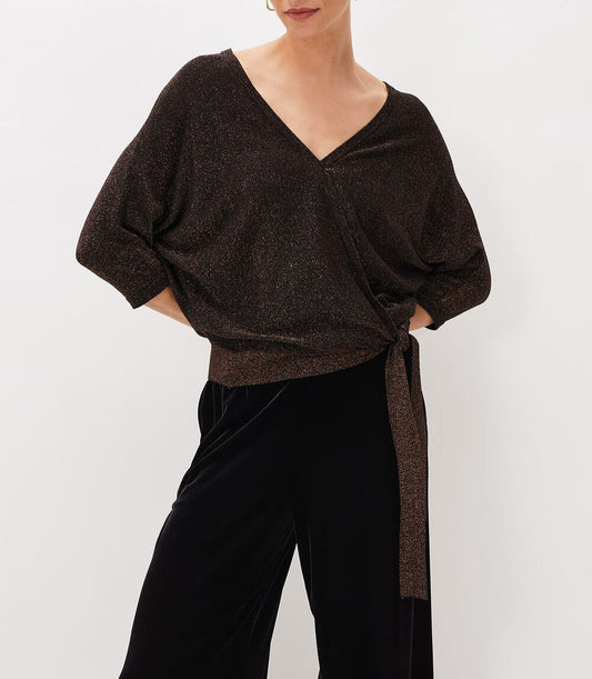 Shilo Bronze Shimmer Wrap Top