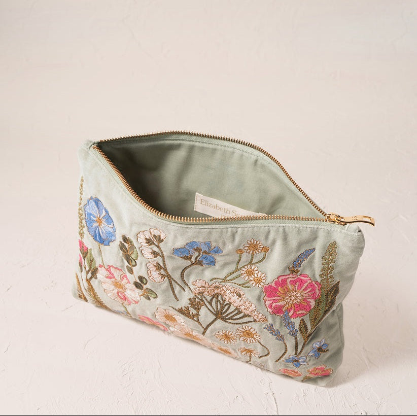 Pressed Flowers Everyday Pouch in Sage