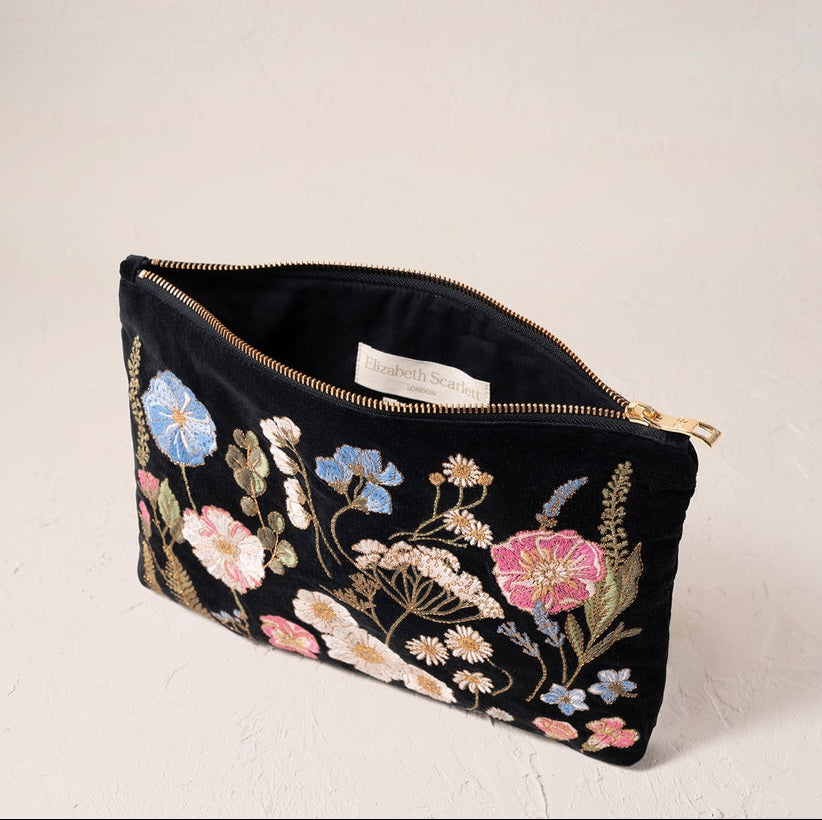 Pressed Flowers Everyday Pouch in Charcoal