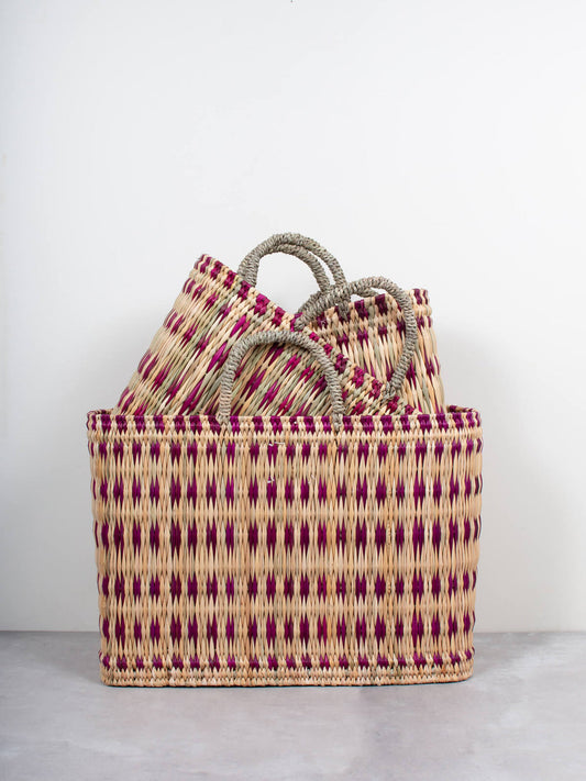 Bohemia Small Woven Reed Basket  - Violet