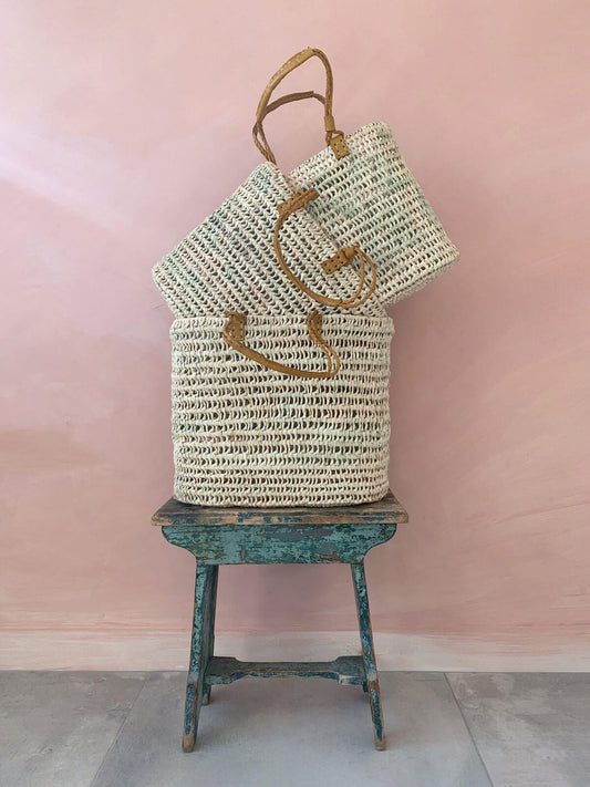 Bohemia Small Leather Handle Basket - Mustard