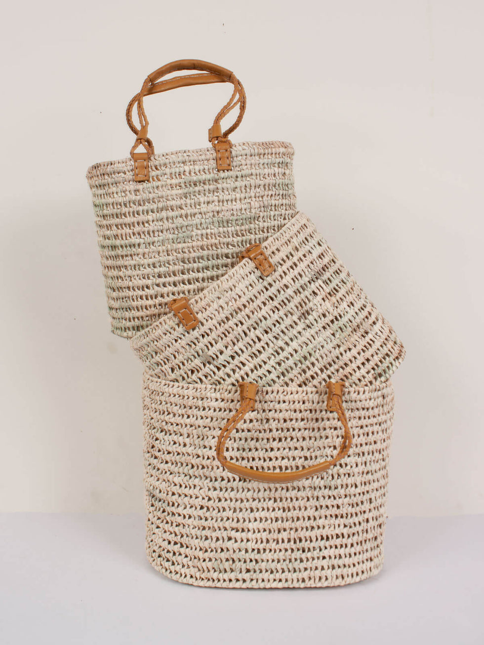 Bohemia Large Leather Handle Basket - Mustard