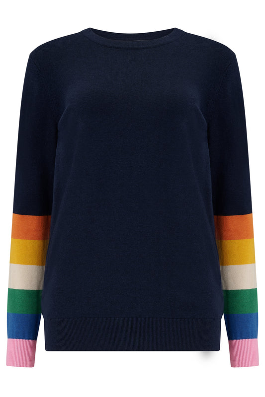 Sugarhill Brighton Rita Navy Rainbow Jumper