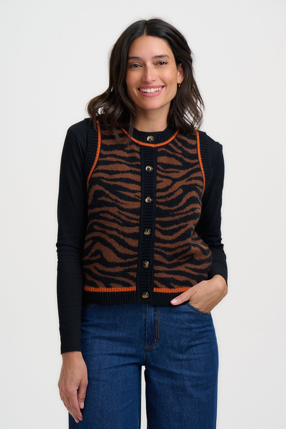 Sugarhill Brighton Natalie Knitted Tiger Waistcoat