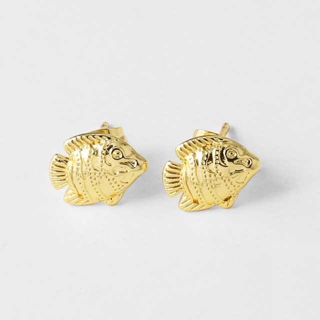 LAST TRUE ANGEL 18ct Plated Gold Angel Fish Stud Earrings