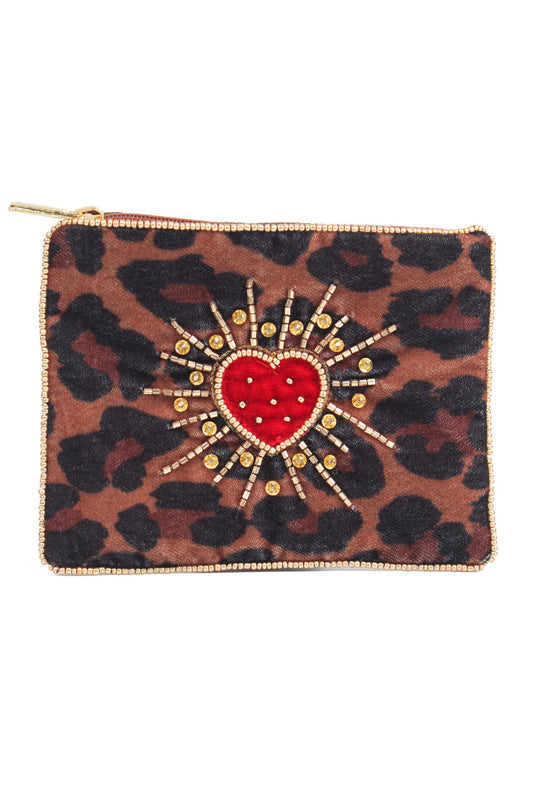 My Doris Leopard Heart Small Purse