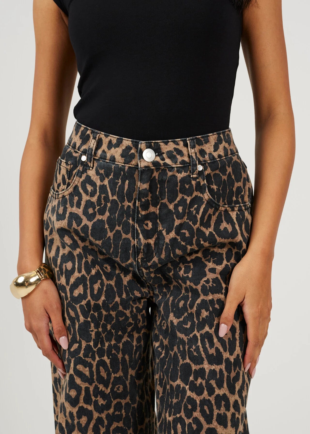 Animal Print Wide Leg Jeans