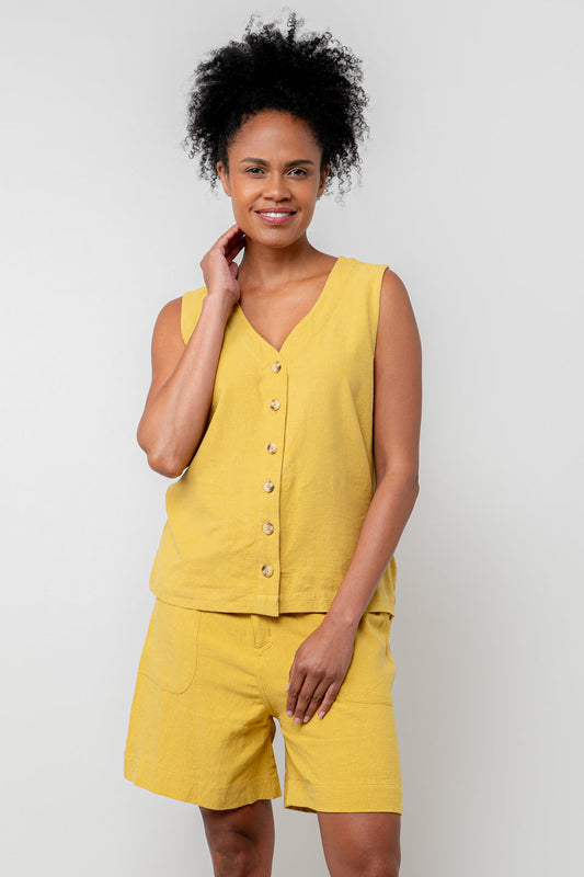 Lily & Me Naomi Linen Shorts in Ochre