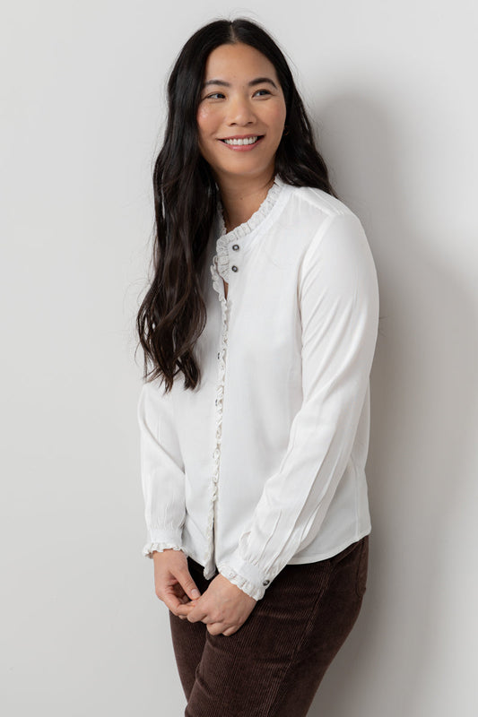 Lily & Me Sage Frill Blouse in Ivory