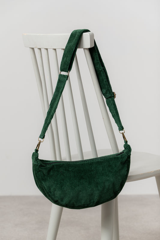 Lily & Me Jumbo Cord Sling Bag in Pine Green