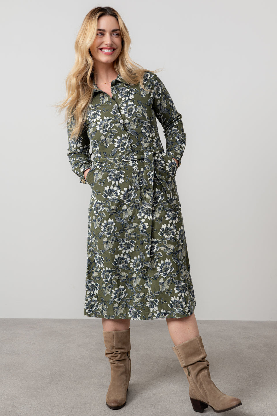 Lily & Me Anya Harvest Cotton Pincord Midi Dress