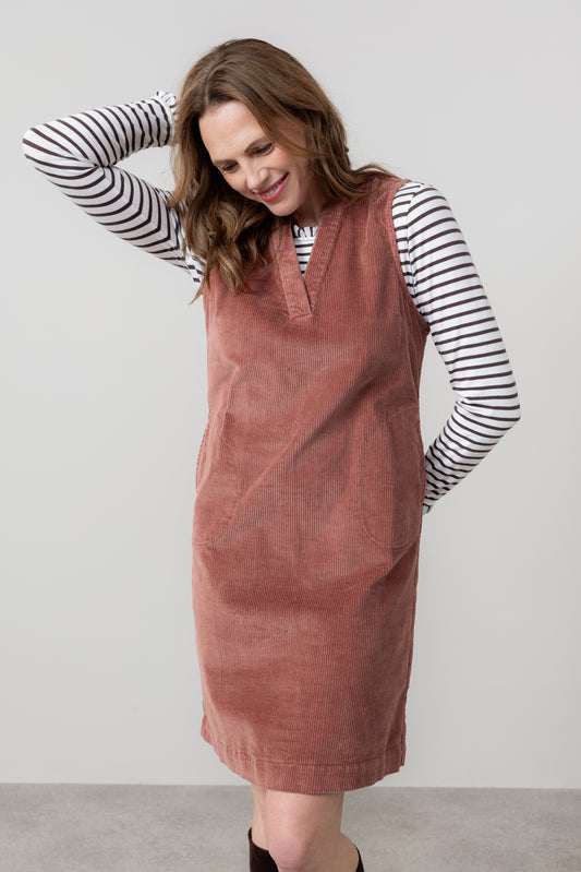 Lily & Me Belle Jumbo Cord Dress Antique Rose
