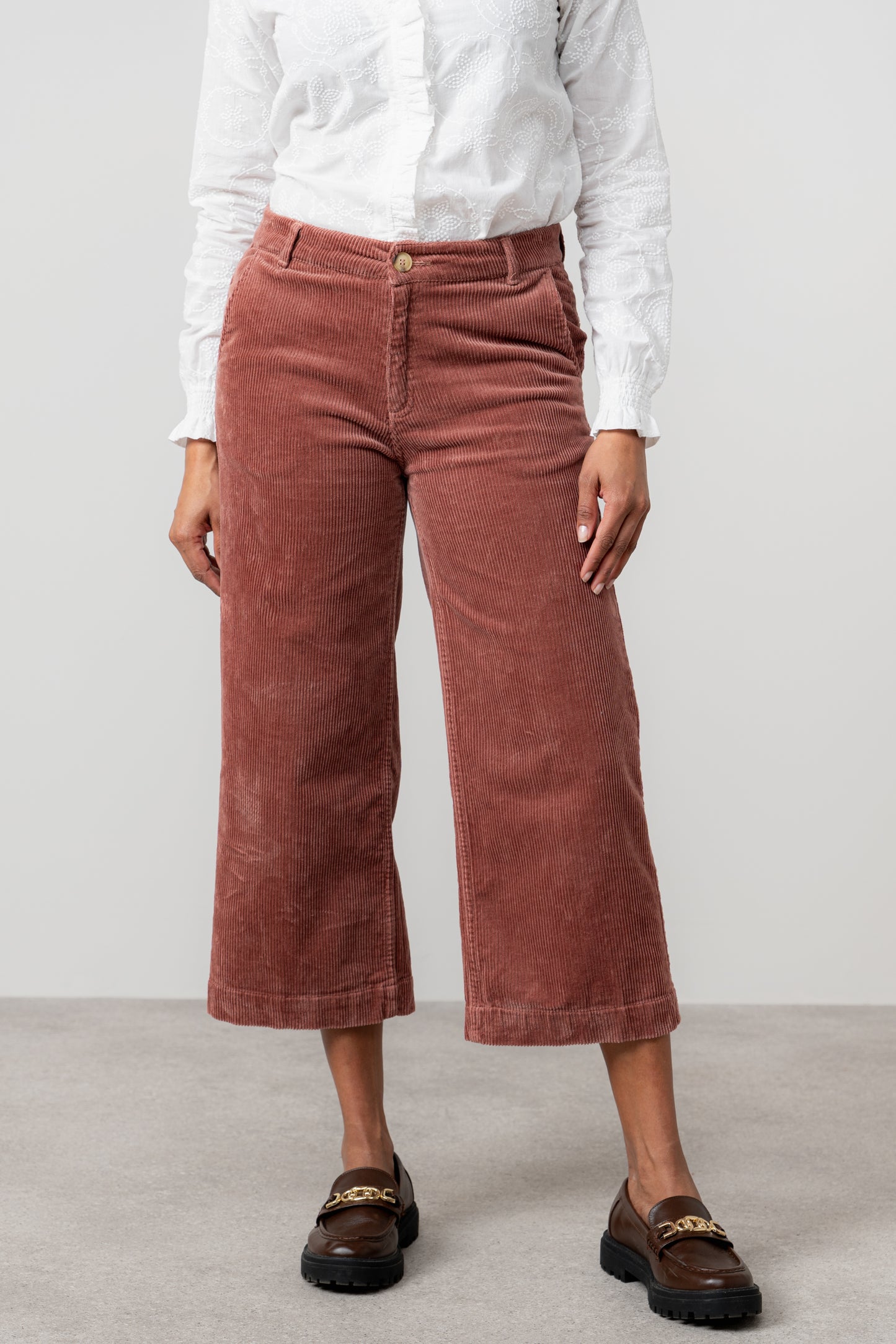 Lily & Me Isla Jumbo Cord Cropped Trousers Antique Rose