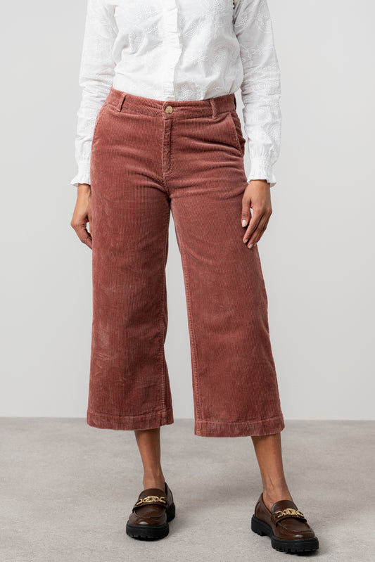 Lily & Me Isla Jumbo Cord Cropped Trousers Antique Rose