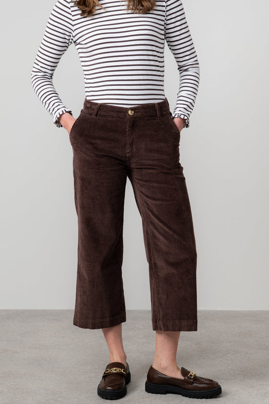 Lily & Me Isla Jumbo Cord Cropped Trousers Chocolate