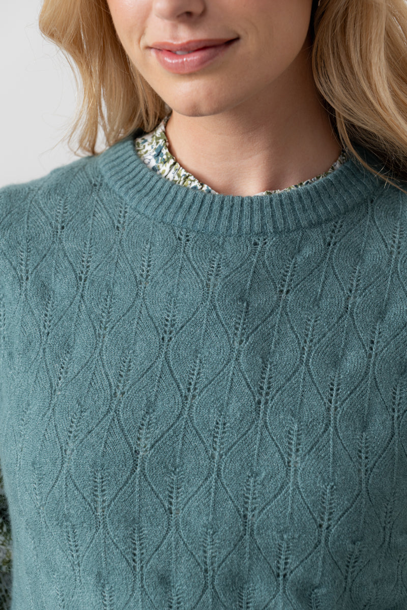 Lily & Me Wallace Pointelle Knit Tank Sea Mist