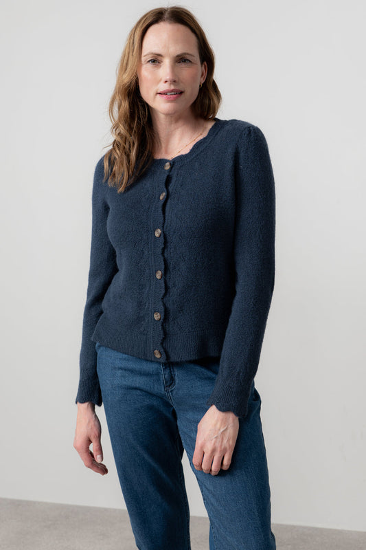 Lily & Me Layla Pointelle Knit Cardigan Navy