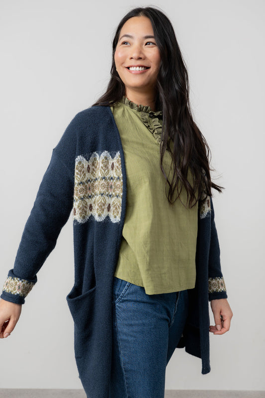 Lily & Me Isle Longline Fair Isle Cardigan