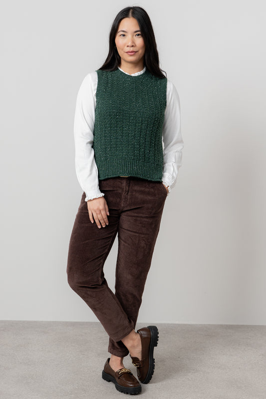 Lily & Me Eva Fleck Knit Tank in Pine Green