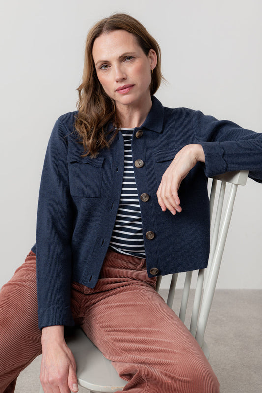 Lily & Me Chestnut Knitted Jacket Navy