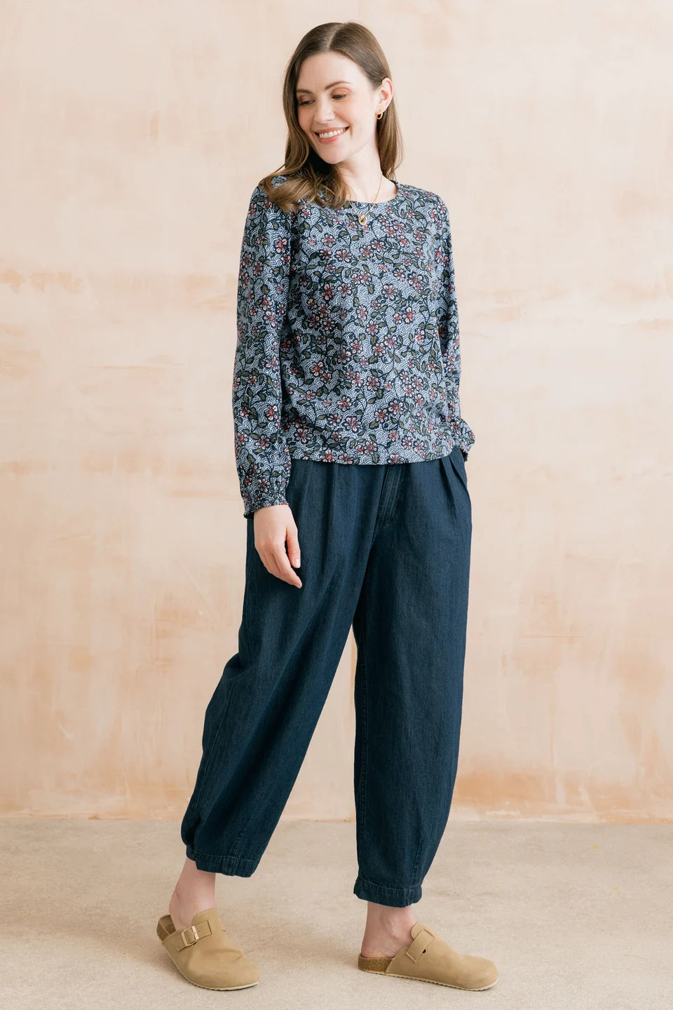Lily & Me Ayla Barrel Leg Dark Wash Denim Trousers