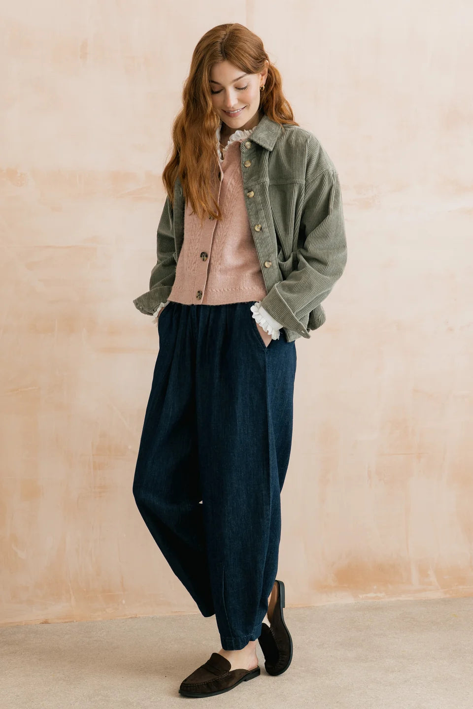 Lily & Me Ayla Barrel Leg Dark Wash Denim Trousers