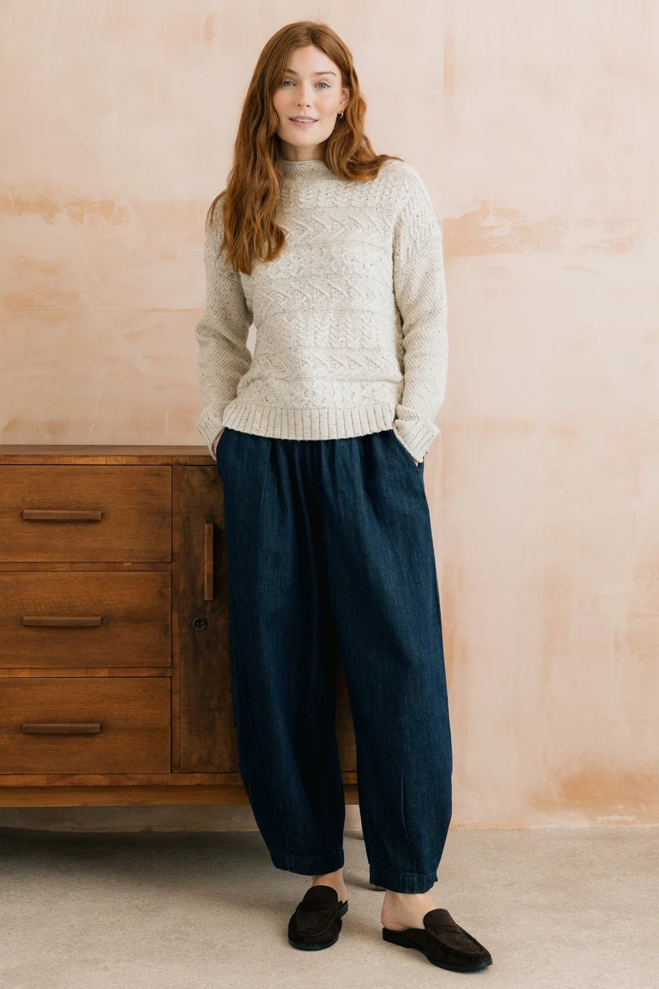 Lily & Me Ayla Barrel Leg Dark Wash Denim Trousers