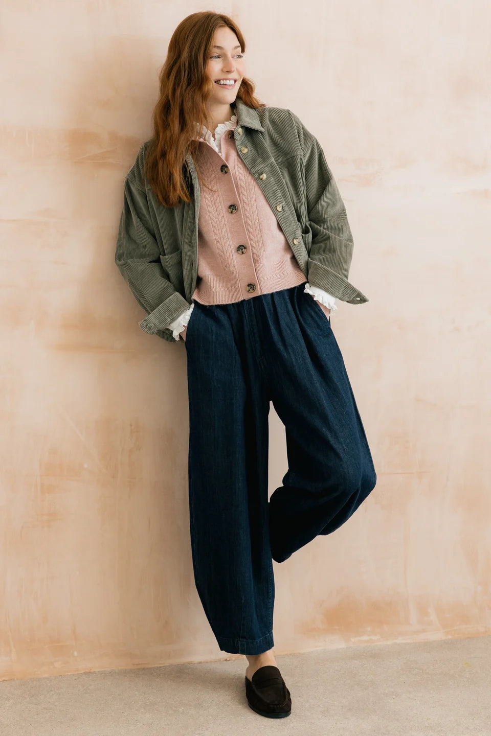 Lily & Me Ayla Barrel Leg Dark Wash Denim Trousers