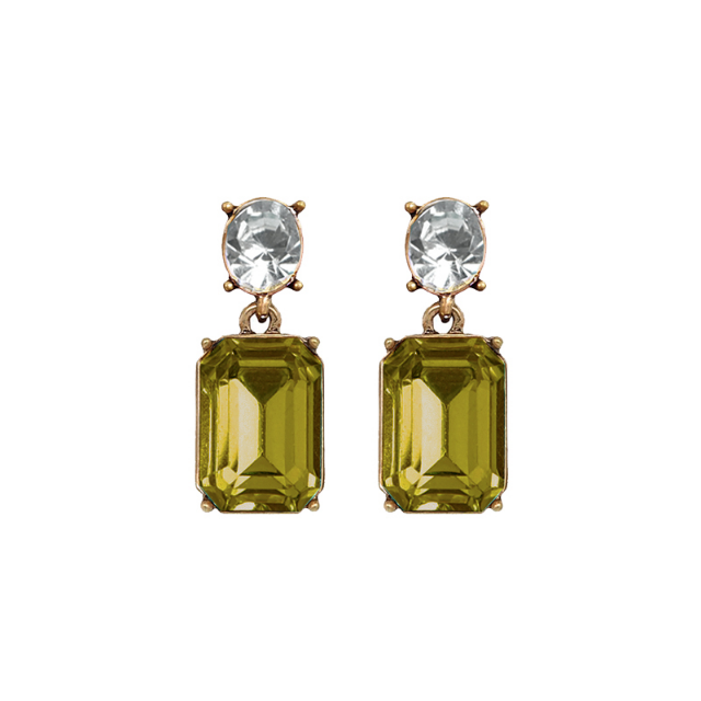 LAST TRUE ANGEL Gem Drop Earrings in Clear & Olive