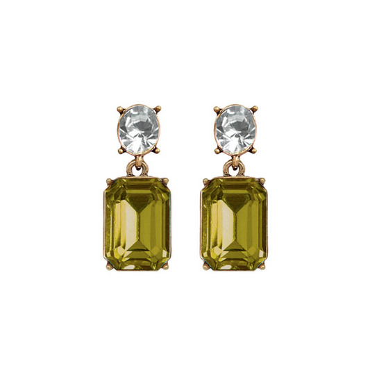 LAST TRUE ANGEL Gem Drop Earrings in Clear & Olive