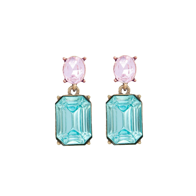 LAST TRUE ANGEL Gem Drop Earrings in Rose & Aquamarine