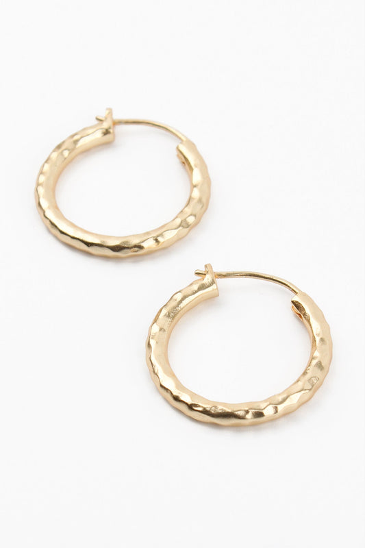 My Doris Gold Medium Hammered Hoop Earrings