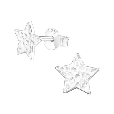 Ophelia Silver Thick Hammered Star Studs