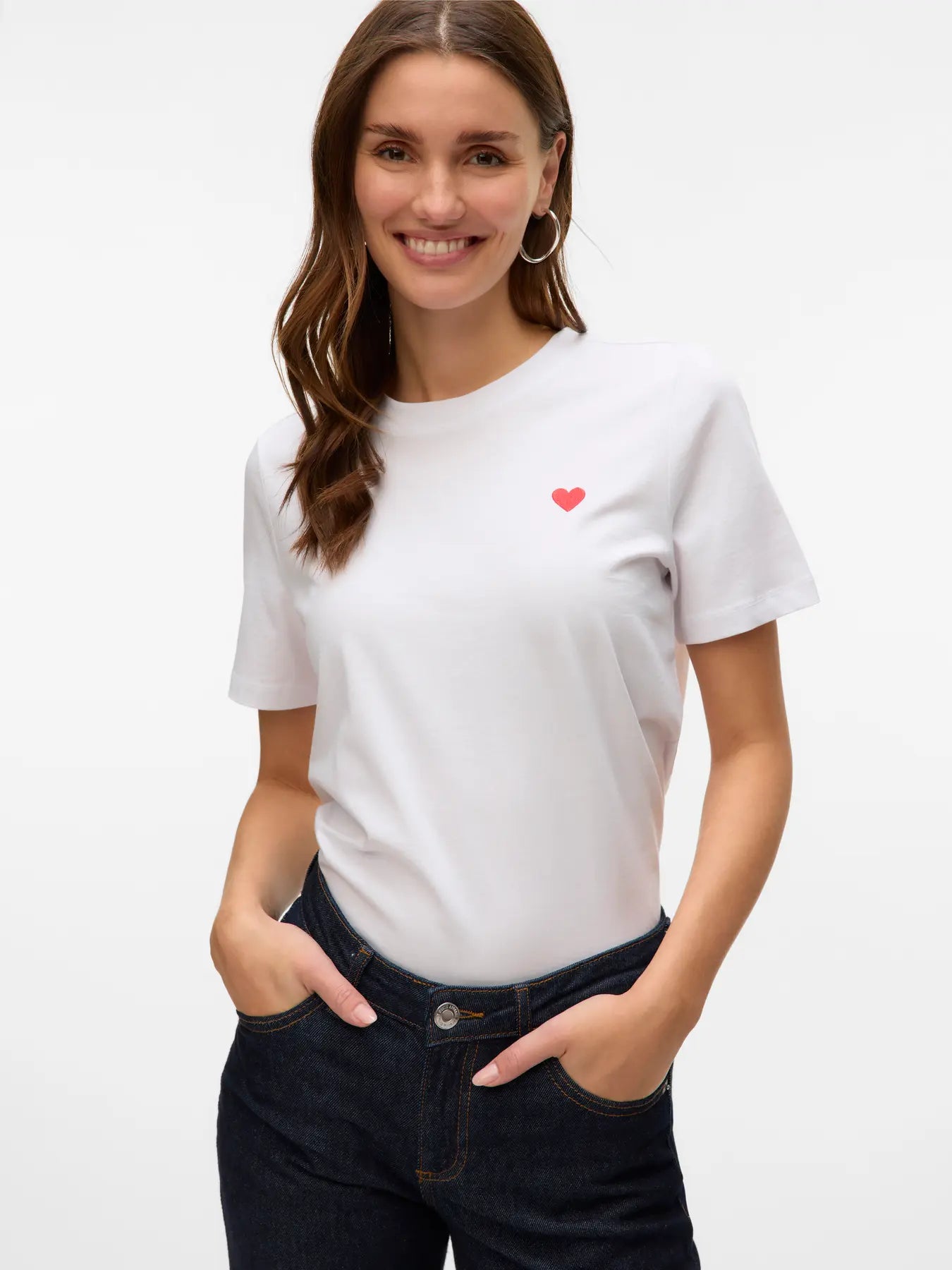 Vero Moda Embroidered Heart Boxy Tee
