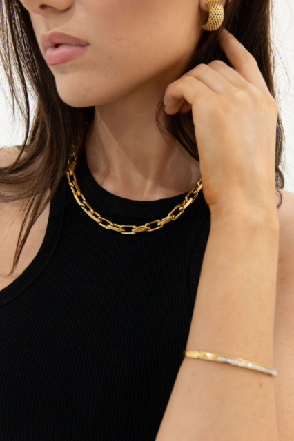 WHITE LEAF 18ct Plated Gold Chain Necklace