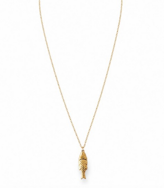 WHITE LEAF 18ct Gold Fish Pendant Necklace