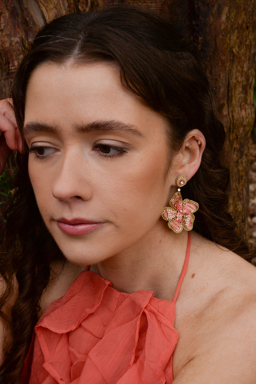 My Doris Peach Flower Earrings