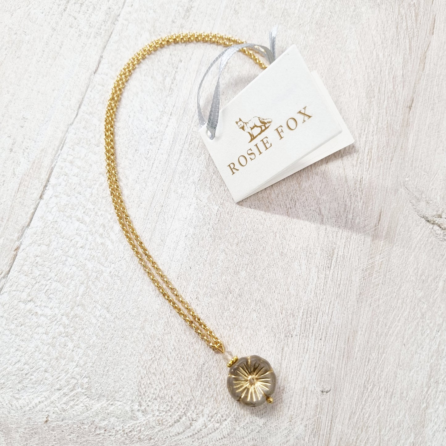 Gold Quartz Gemstone Pansy Chain Necklace