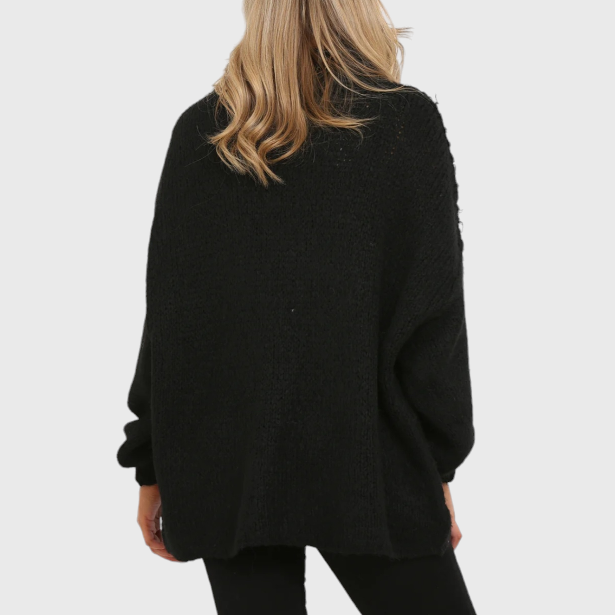 Balloon Sleeve Mohair Jumper in Black