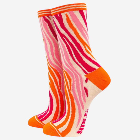 Zebra Orange Bamboo Socks