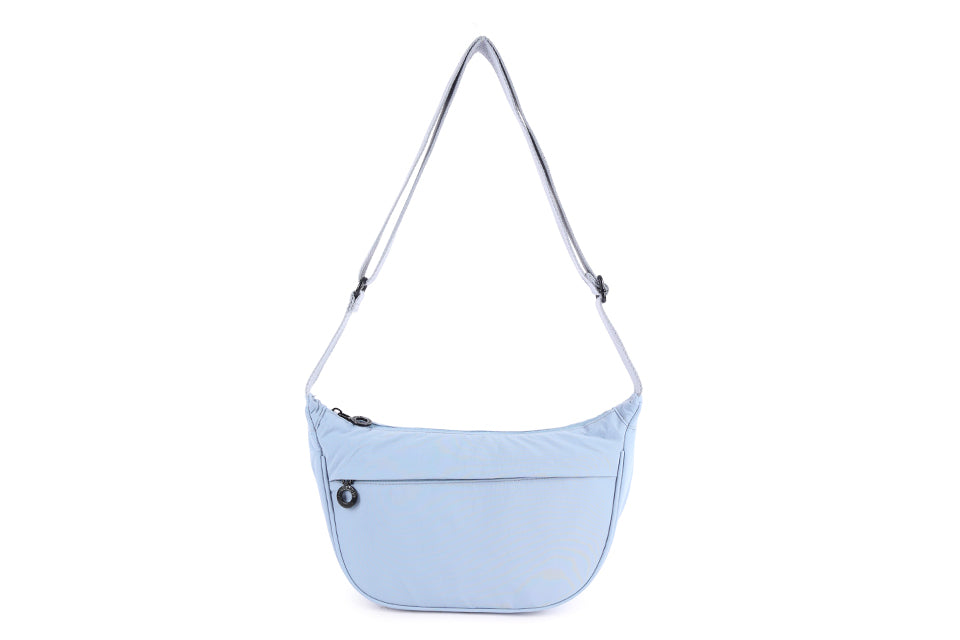 Sling Zip Front Cross Body Bag in Powder Blue