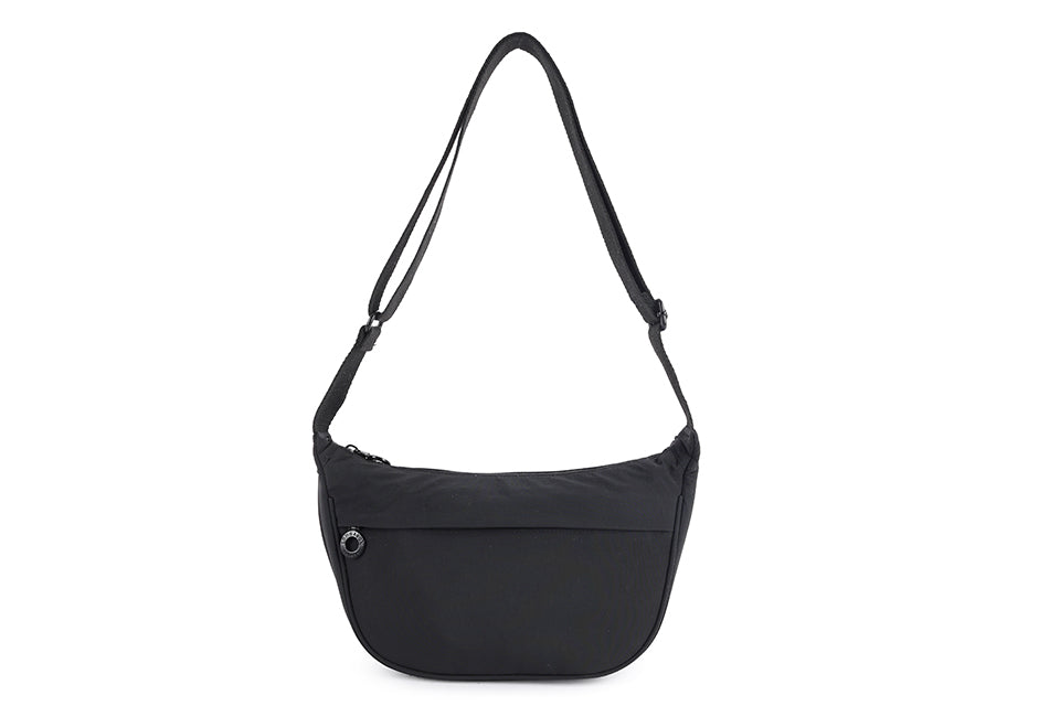 Sling Zip Front Cross Body Bag in Black