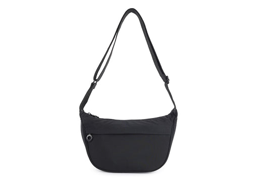 Sling Zip Front Cross Body Bag in Black
