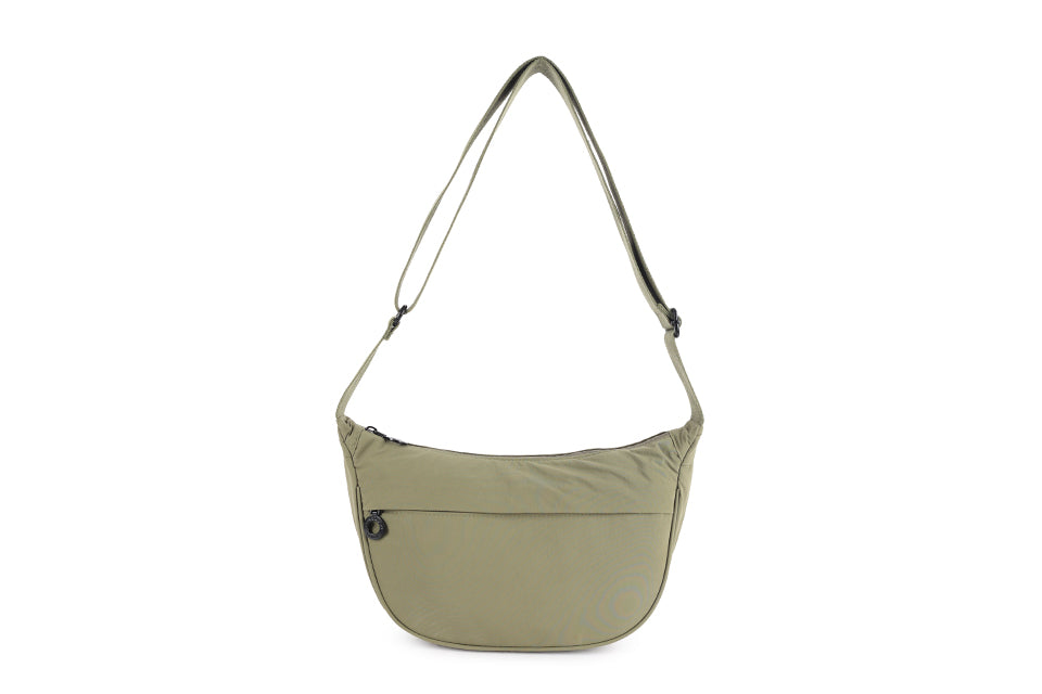Sling Zip Front Cross Body Bag in Olive Green
