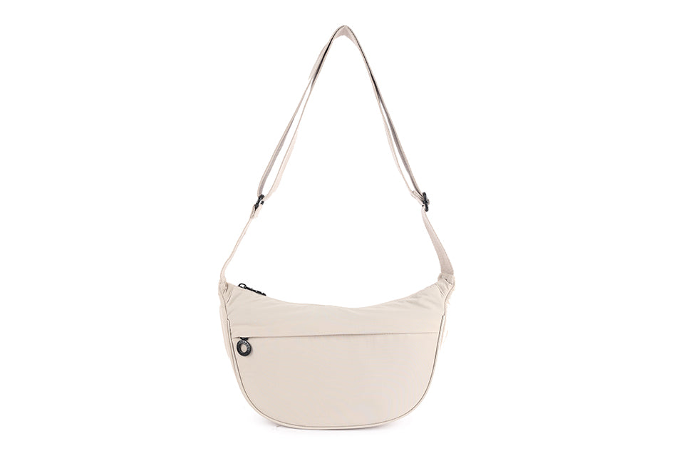 Sling Zip Front Cross Body Bag in Taupe Stone