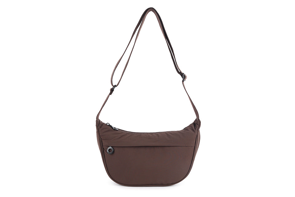 Sling Zip Front Cross Body Bag in Coffee