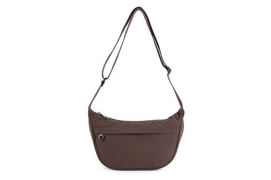 Sling Zip Front Cross Body Bag in Coffee