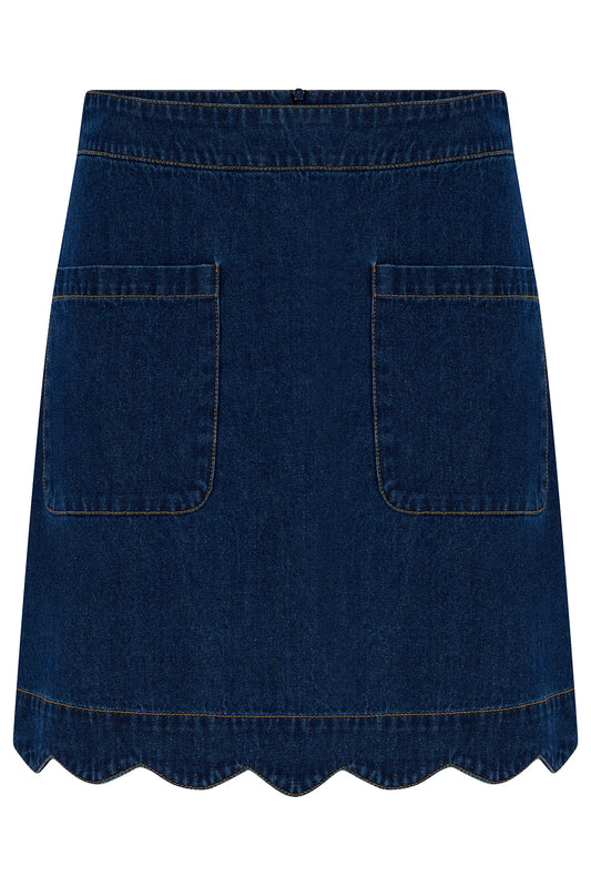 Sugarhill Brighton Vayda Scallop Denim Mini Skirt