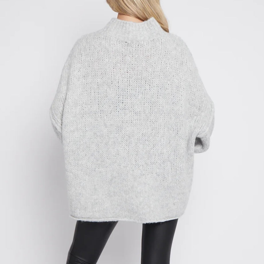 Balloon Sleeve Mohair Jumper in Grey